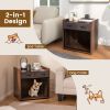 Dog Crate Furniture Indoor Dog Cage with 2 Fabric Drawers End Table