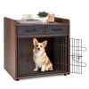 Dog Crate Furniture Indoor Dog Cage with 2 Fabric Drawers End Table